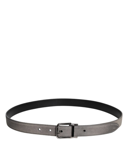 Dolce & Gabbana Gray Leather Silver Tone Metal Buckle Belt - Sandy Store ByNet