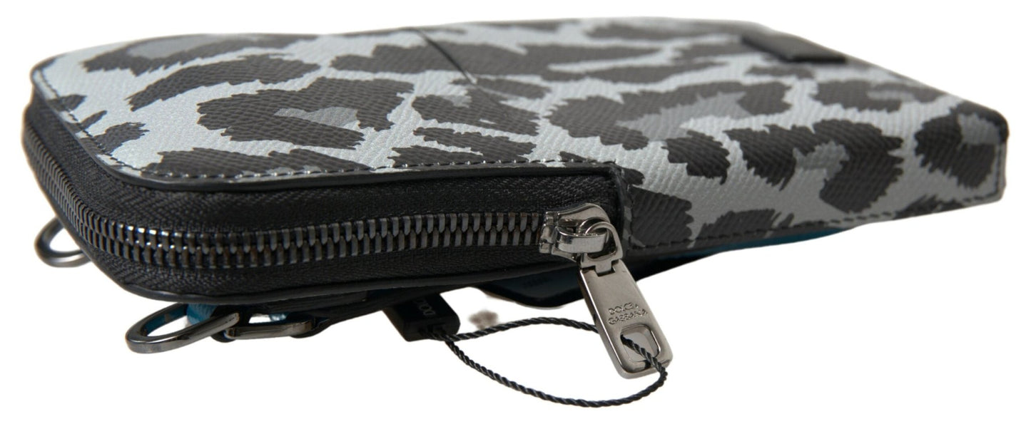 Dolce & Gabbana Gray Leopard Leather Men Purse Crossbody Sling Phone Bag – par Dolce & Gabbana | Disponible sur Sandy Store ByNet