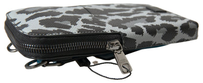 Dolce & Gabbana Gray Leopard Leather Men Purse Crossbody Sling Phone Bag – par Dolce & Gabbana | Disponible sur Sandy Store ByNet
