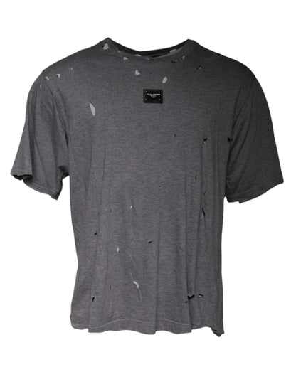 Dolce & Gabbana Gray Logo Crew Neck Short Sleeves T-shirt – IT54 | XL par Dolce & Gabbana | Disponible sur Sandy Store ByNet
