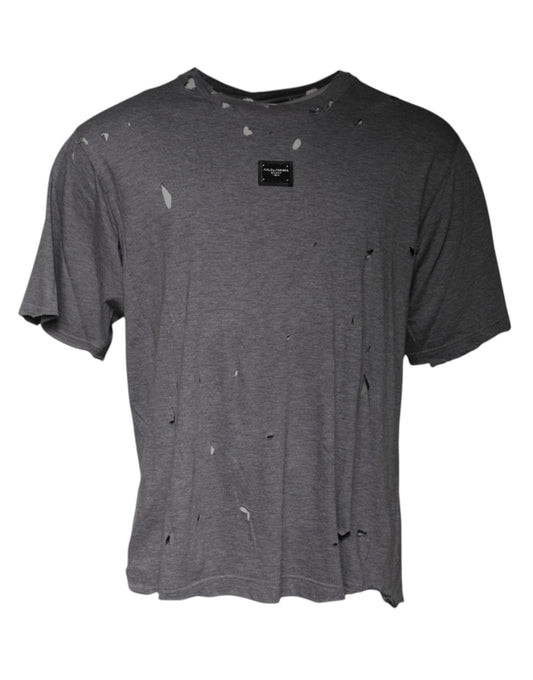 Dolce & Gabbana Gray Logo Crew Neck Short Sleeves T-shirt – IT54 | XL par Dolce & Gabbana | Disponible sur Sandy Store ByNet
