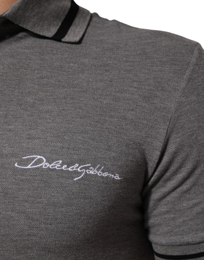 Dolce & Gabbana Gray Logo Embroidery Collared Polo T-shirt – IT44 | XS par Dolce & Gabbana | Disponible sur Sandy Store ByNet