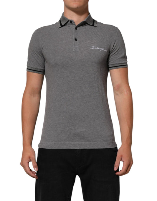Dolce & Gabbana Gray Logo Embroidery Collared Polo T-shirt – IT44 | XS par Dolce & Gabbana | Disponible sur Sandy Store ByNet
