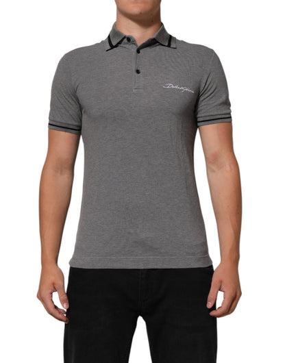 Dolce & Gabbana Gray Logo Embroidery Collared Polo T-shirt – IT44 | XS par Dolce & Gabbana | Disponible sur Sandy Store ByNet