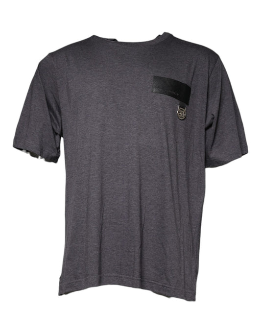 Dolce & Gabbana Gray Logo Patch Cotton Crew Neck T-shirt – IT54 | XL par Dolce & Gabbana | Disponible sur Sandy Store ByNet