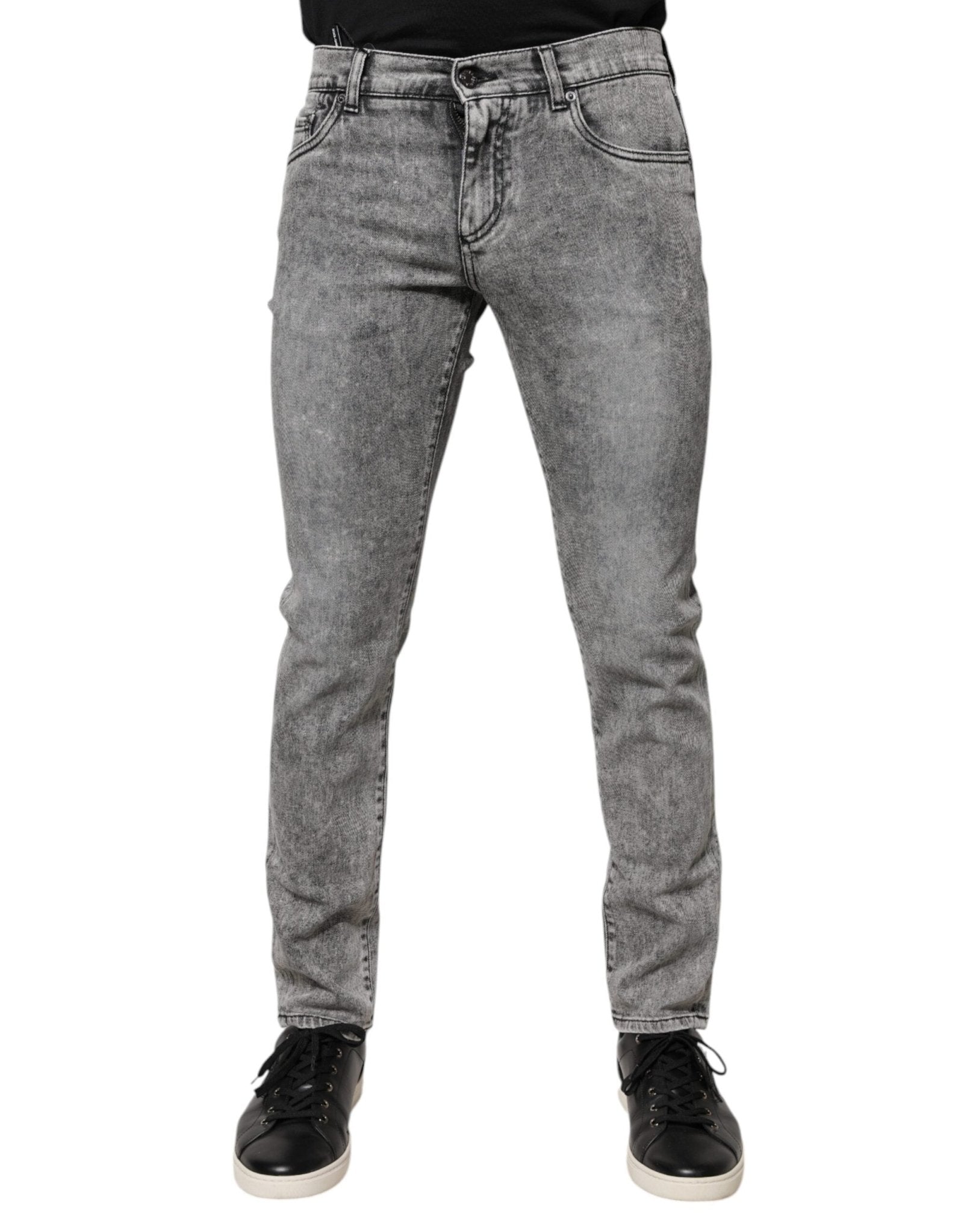 Dolce & Gabbana Gray Logo Plaque Cotton Slim Fit Denim Jeans – IT46 | S par Dolce & Gabbana | Disponible sur Sandy Store ByNet
