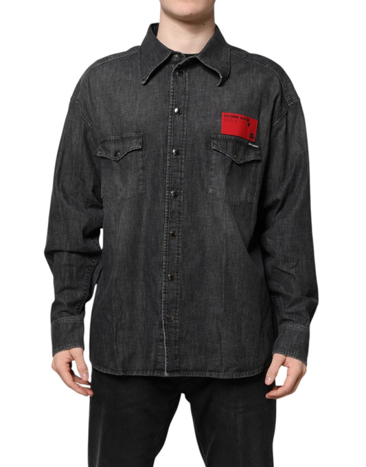 Dolce & Gabbana Gray Long Sleeves Button Down Denim Shirt – IT41 | L par Dolce & Gabbana | Disponible sur Sandy Store ByNet