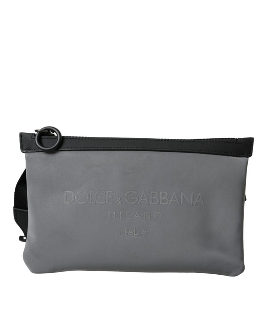 Dolce & Gabbana Gray Neoprene Logo Zip Waist Fanny Pack Belt Pouch Bag - Sandy Store ByNet