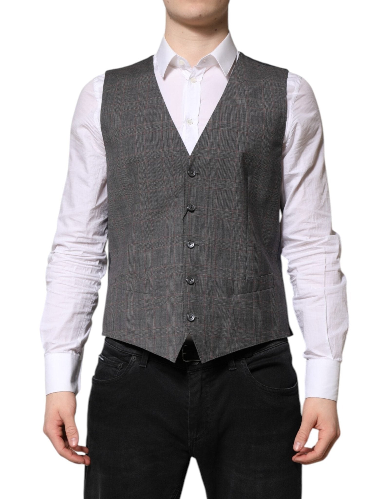 Dolce & Gabbana Gray Plaid Wool Formal Dress Waistcoat Vest – IT44 | XS par Dolce & Gabbana | Disponible sur Sandy Store ByNet