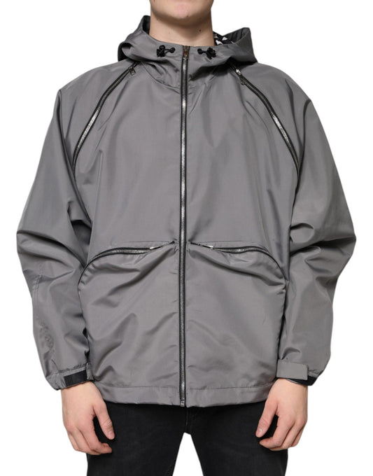 Dolce & Gabbana Gray Polyester Hooded Men Full Zip Jacket – IT48 | M par Dolce & Gabbana | Disponible sur Sandy Store ByNet