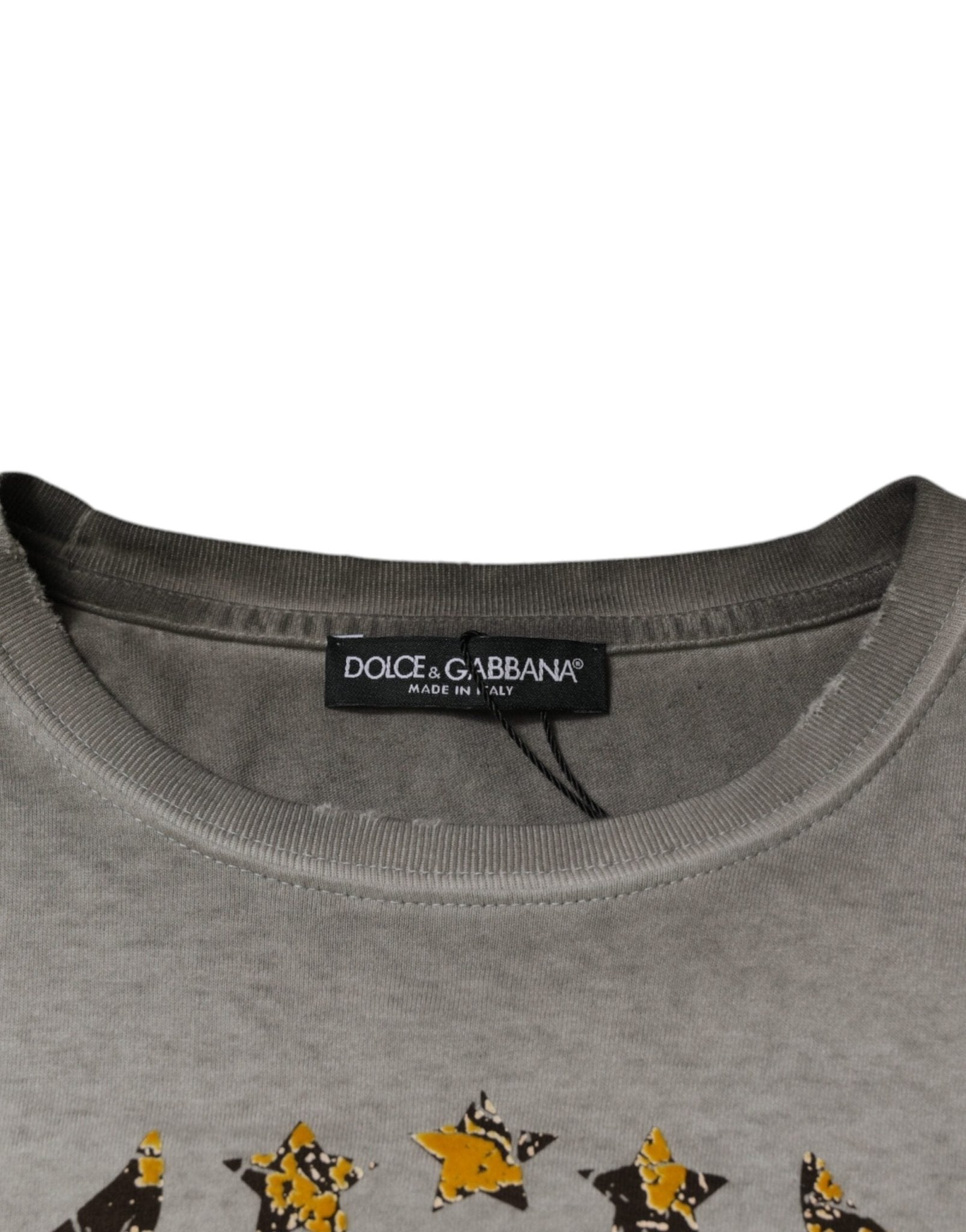 Dolce & Gabbana Gray Printed Cotton Crewneck Pullover Sweater - Sandy Store ByNet