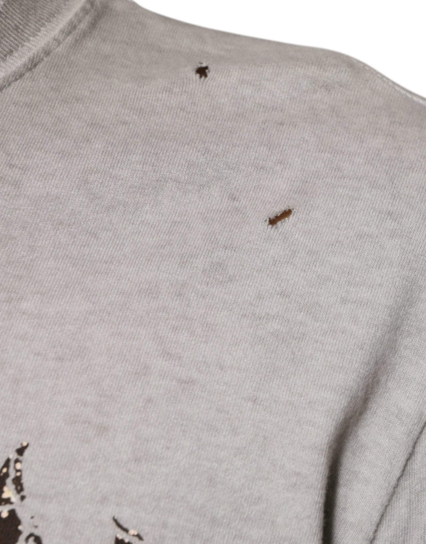 Dolce & Gabbana Gray Printed Cotton Crewneck Pullover Sweater - Sandy Store ByNet