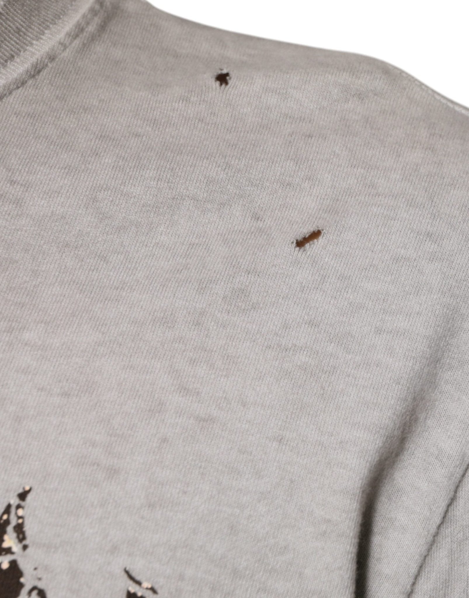 Dolce & Gabbana Gray Printed Cotton Crewneck Pullover Sweater - Sandy Store ByNet