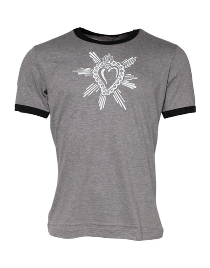 Dolce & Gabbana Gray Sacred Heart Cotton Crew Neck T-shirt – IT48 | M par Dolce & Gabbana | Disponible sur Sandy Store ByNet