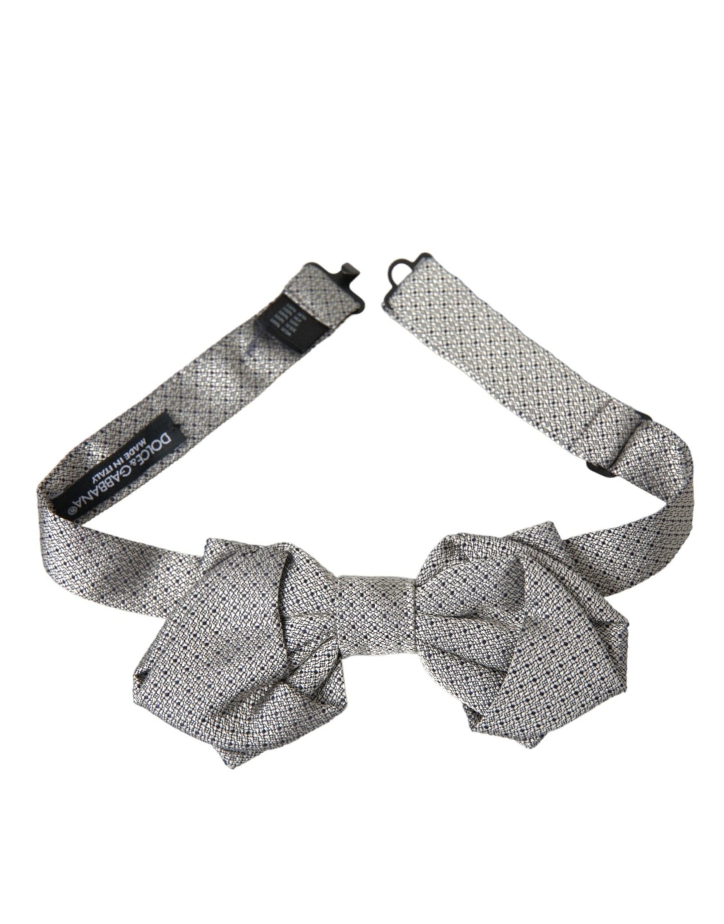 Dolce & Gabbana Gray Silk Adjustable Neck Men Bow Tie – par Dolce & Gabbana | Disponible sur Sandy Store ByNet