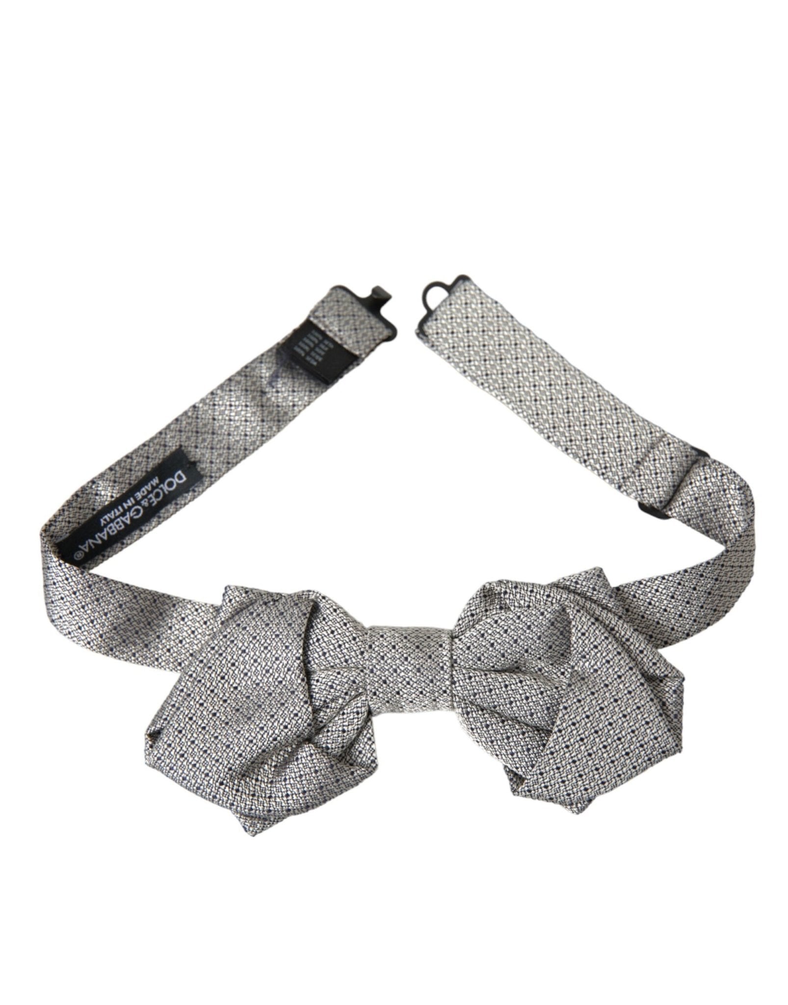 Dolce & Gabbana Gray Silk Adjustable Neck Men Bow Tie – par Dolce & Gabbana | Disponible sur Sandy Store ByNet