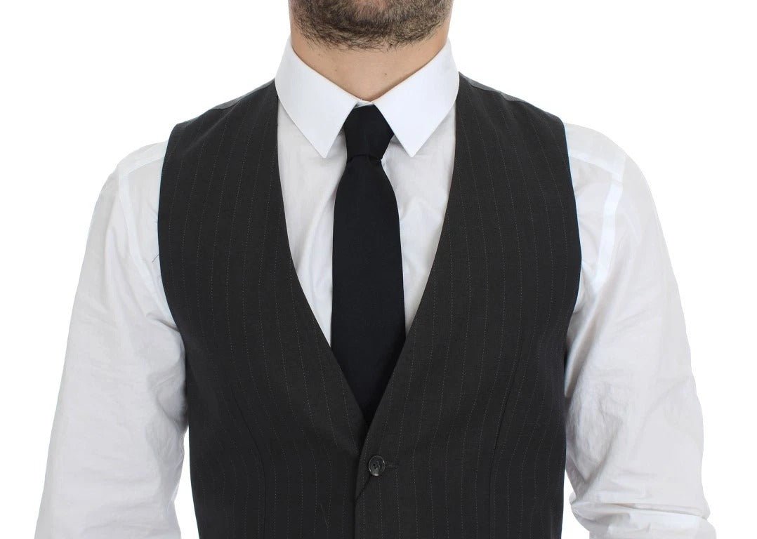 Dolce & Gabbana Gray Striped Formal Dress Gilet Vest – IT46 | S par Dolce & Gabbana | Disponible sur Sandy Store ByNet
