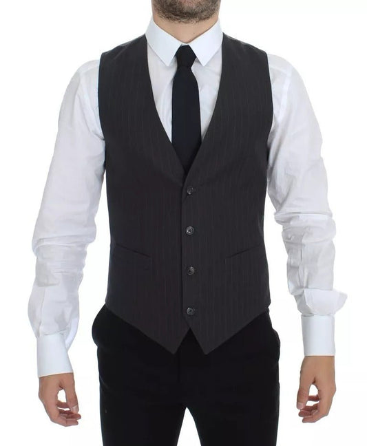 Dolce & Gabbana Gray Striped Formal Dress Gilet Vest – IT46 | S par Dolce & Gabbana | Disponible sur Sandy Store ByNet