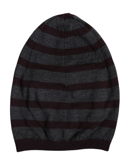 Dolce & Gabbana Gray Striped Wool Knitted Winter Beanie Hat – par Dolce & Gabbana | Disponible sur Sandy Store ByNet