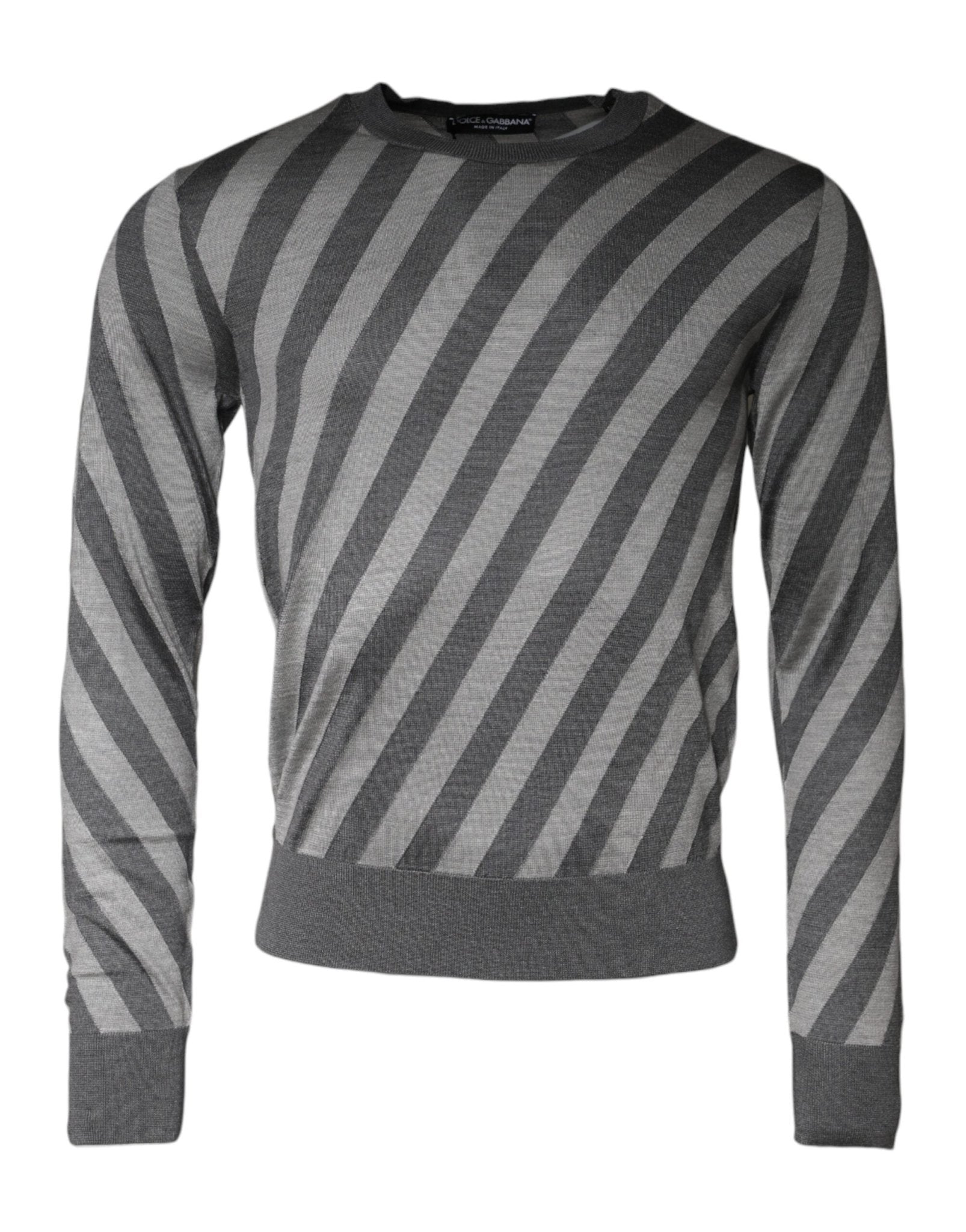 Dolce & Gabbana Gray Stripes Long Sleeve Round Neck Pullover Sweater – IT46 | S par Dolce & Gabbana | Disponible sur Sandy Store ByNet