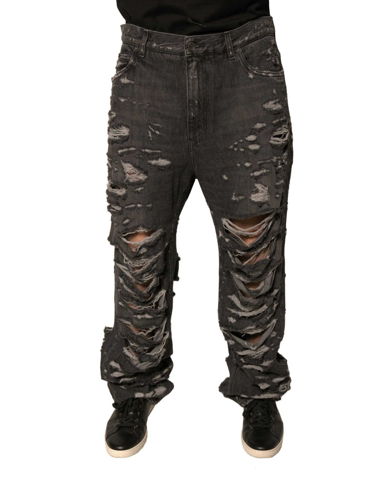 Dolce & Gabbana Gray Tattered Cotton Straight Men Denim Jeans – IT46 | S par Dolce & Gabbana | Disponible sur Sandy Store ByNet