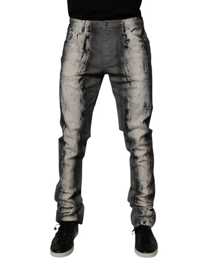 Dolce & Gabbana Gray Tie Dye Cotton Skinny Men Denim Jeans – IT48 | M par Dolce & Gabbana | Disponible sur Sandy Store ByNet