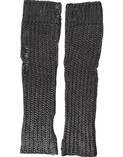 Dolce & Gabbana Gray Viscose Knitted Finger Less Gloves - Sandy Store ByNet