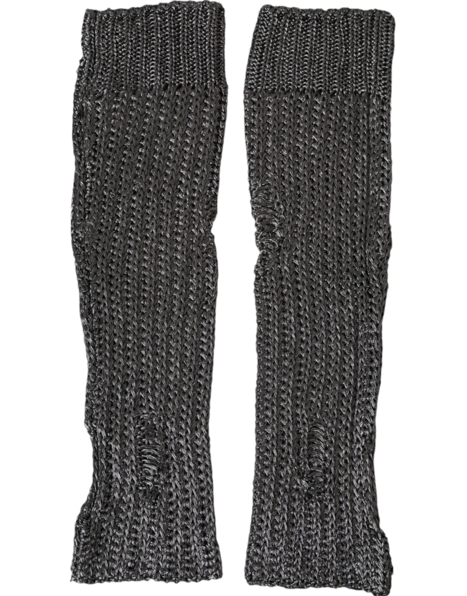 Dolce & Gabbana Gray Viscose Knitted Finger Less Gloves - Sandy Store ByNet
