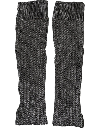 Dolce & Gabbana Gray Viscose Knitted Finger Less Gloves - Sandy Store ByNet