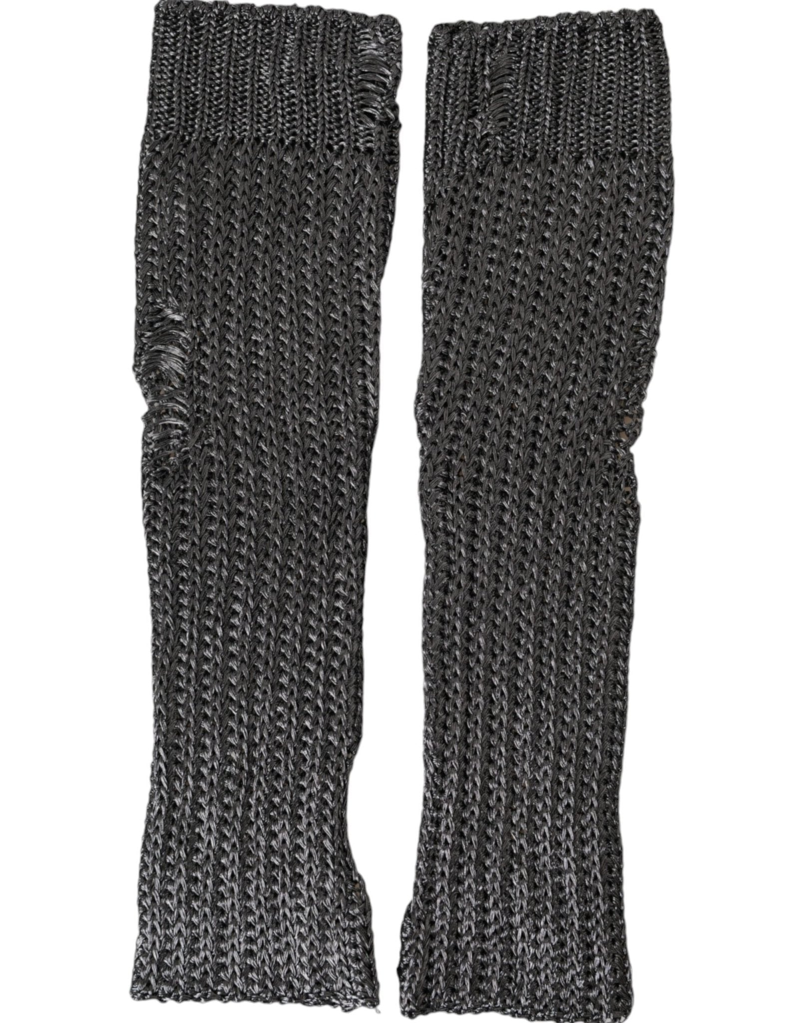Dolce & Gabbana Gray Viscose Knitted Finger Less Gloves - Sandy Store ByNet