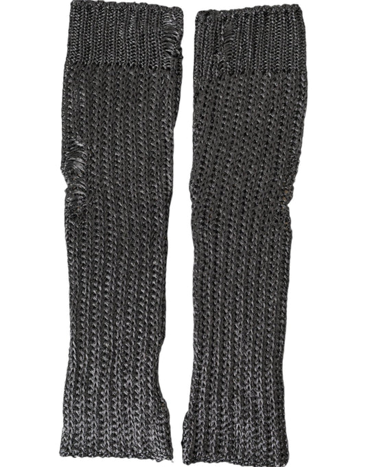 Dolce & Gabbana Gray Viscose Knitted Finger Less Gloves - Sandy Store ByNet