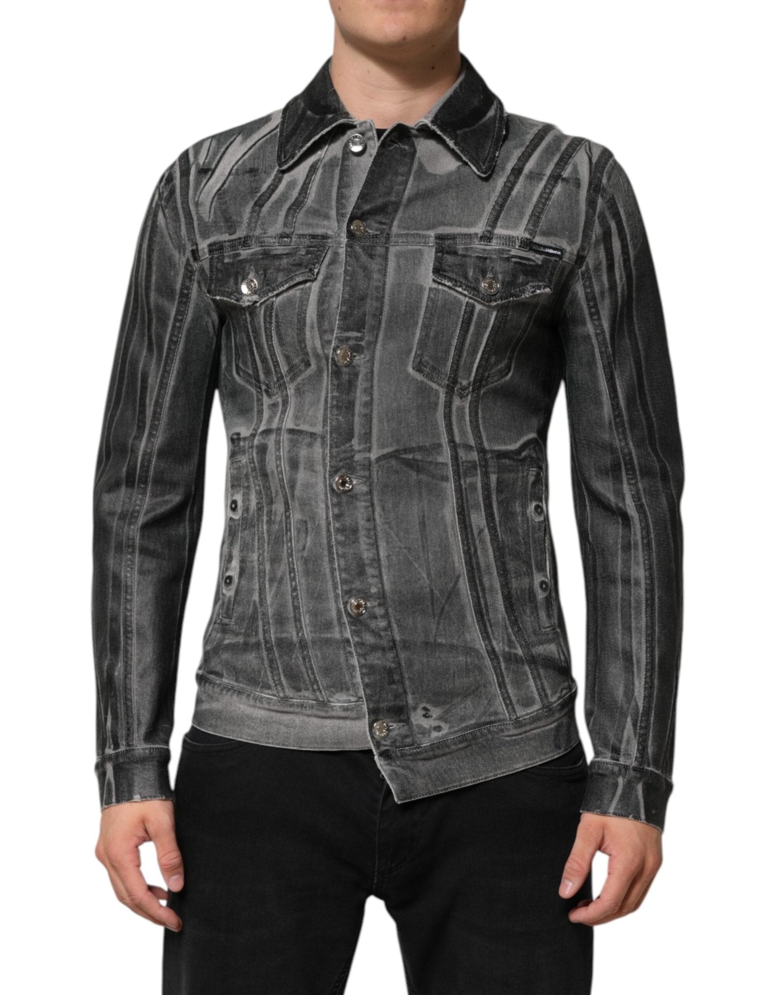 Dolce & Gabbana Gray Washed Cotton Stretch Denim Jacket – IT48 | M par Dolce & Gabbana | Disponible sur Sandy Store ByNet