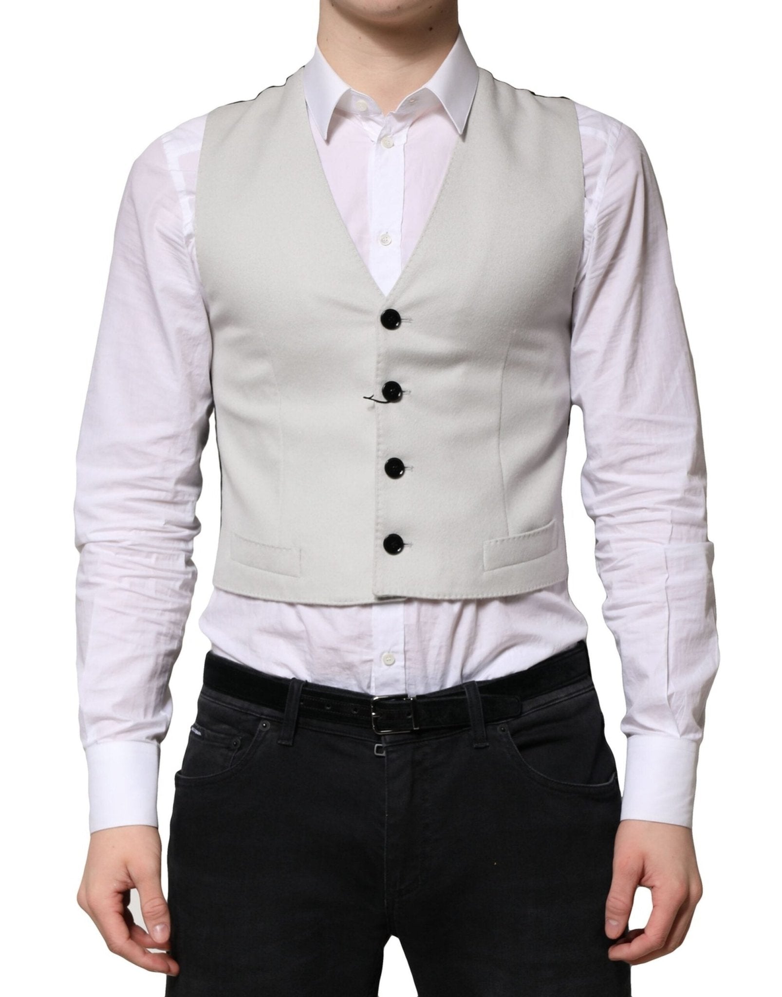 Dolce & Gabbana Gray Wool Dress Formal Men Waistcoat Vest – IT48 | M par Dolce & Gabbana | Disponible sur Sandy Store ByNet