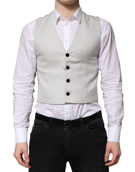 Dolce & Gabbana Gray Wool Dress Formal Men Waistcoat Vest – IT48 | M par Dolce & Gabbana | Disponible sur Sandy Store ByNet