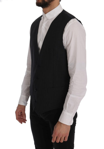 Dolce & Gabbana Gray Wool Stretch Vest – IT52 | XL par Dolce & Gabbana | Disponible sur Sandy Store ByNet