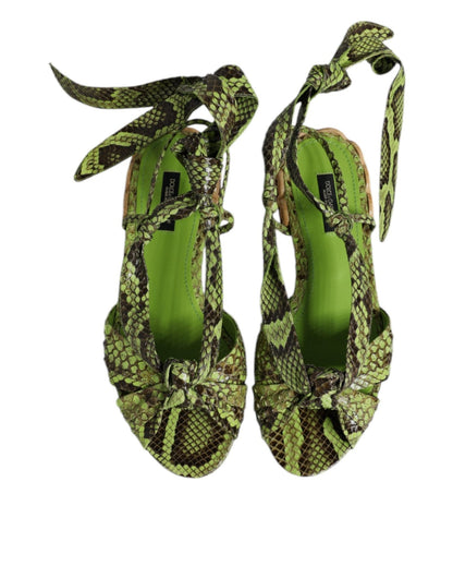 Dolce & Gabbana Green Animal Print Ankle Wrap Sandals Shoes - Sandy Store ByNet