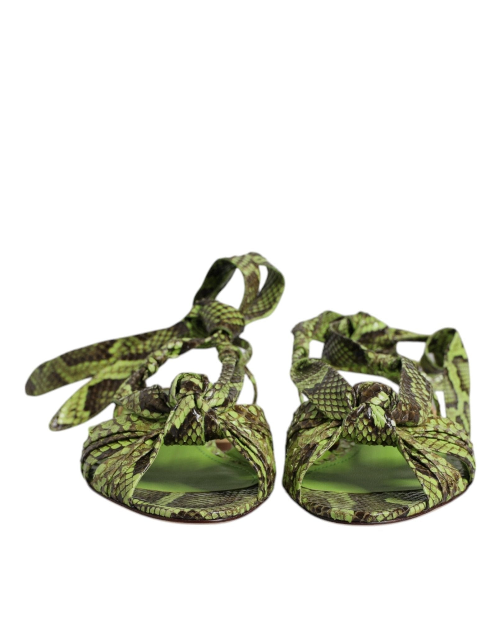 Dolce & Gabbana Green Animal Print Ankle Wrap Sandals Shoes - Sandy Store ByNet