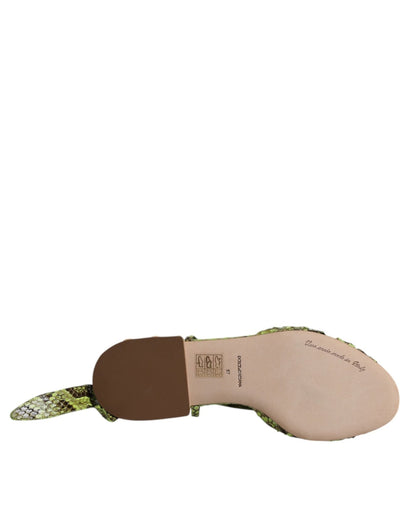 Dolce & Gabbana Green Animal Print Ankle Wrap Sandals Shoes - Sandy Store ByNet