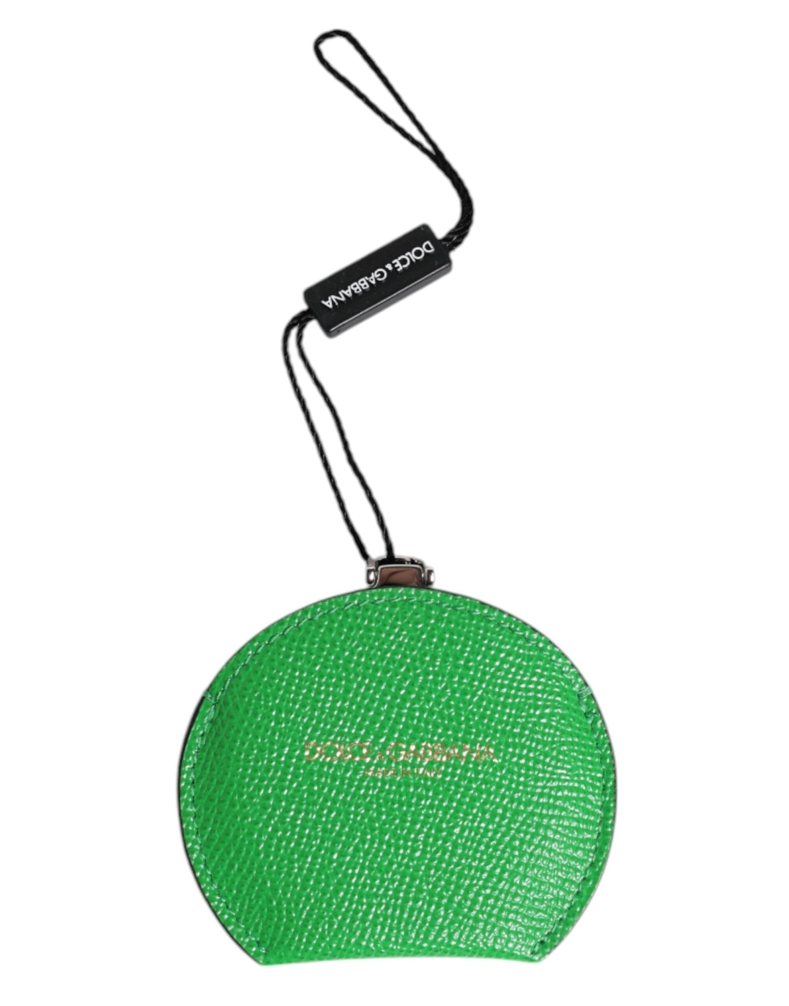 Dolce & Gabbana Green Calfskin Leather Round Logo Hand Mirror Holder – par Dolce & Gabbana | Disponible sur Sandy Store ByNet