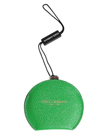 Dolce & Gabbana Green Calfskin Leather Round Logo Hand Mirror Holder – par Dolce & Gabbana | Disponible sur Sandy Store ByNet