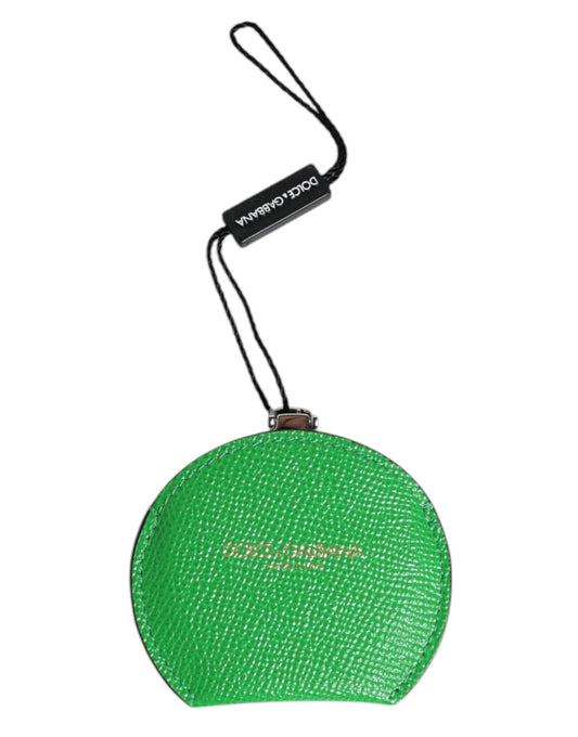 Dolce & Gabbana Green Calfskin Leather Round Logo Hand Mirror Holder – par Dolce & Gabbana | Disponible sur Sandy Store ByNet