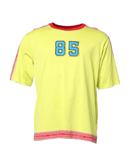 Dolce & Gabbana Green Cotton 85 Patch Crew Neck T-shirt – IT52 | XL par Dolce & Gabbana | Disponible sur Sandy Store ByNet
