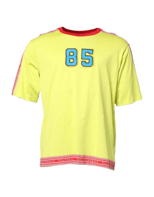 Dolce & Gabbana Green Cotton 85 Patch Crew Neck T-shirt – IT52 | XL par Dolce & Gabbana | Disponible sur Sandy Store ByNet