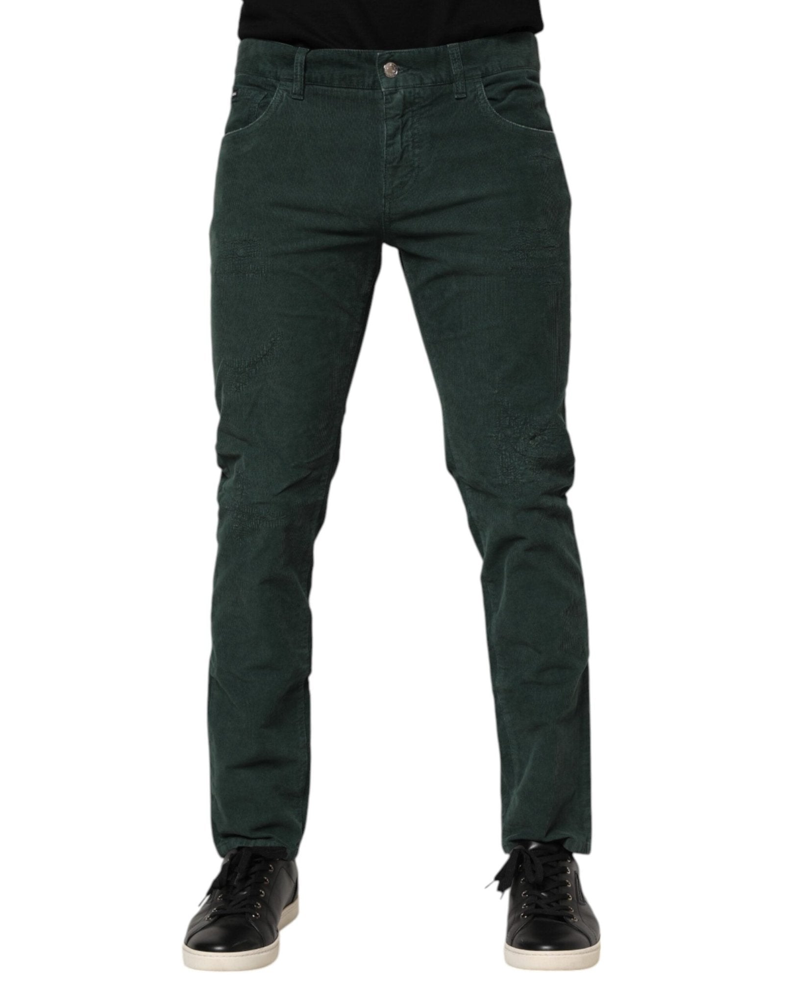Dolce & Gabbana Green Cotton Corduroy Skinny Pants – IT50 | L par Dolce & Gabbana | Disponible sur Sandy Store ByNet