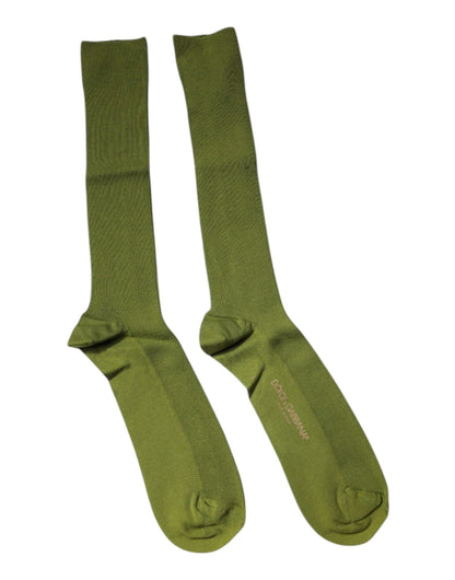 Dolce & Gabbana Green Cotton Logo Over The Calf Socks – L par Dolce & Gabbana | Disponible sur Sandy Store ByNet