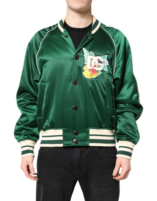 Dolce & Gabbana Green Floral DG Logo Full Zip Bomber Jacket – IT50 | L par Dolce & Gabbana | Disponible sur Sandy Store ByNet