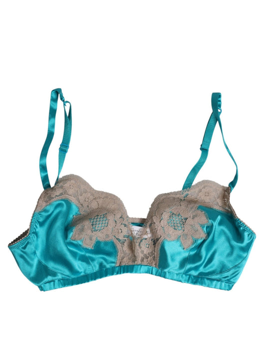 Dolce & Gabbana Green Floral Lace Silk Non Wire Bra Underwear – IT1 | XS par Dolce & Gabbana | Disponible sur Sandy Store ByNet
