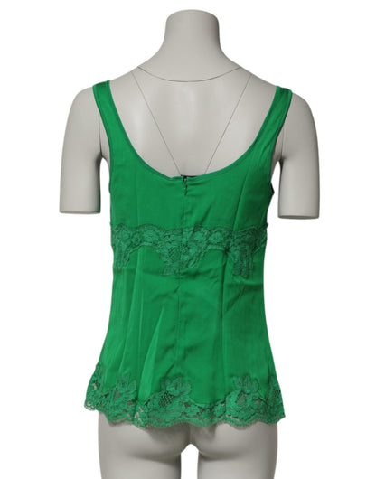 Dolce & Gabbana Green Floral Lace Tank Lingerie Top Underwear – IT3 | M par Dolce & Gabbana | Disponible sur Sandy Store ByNet