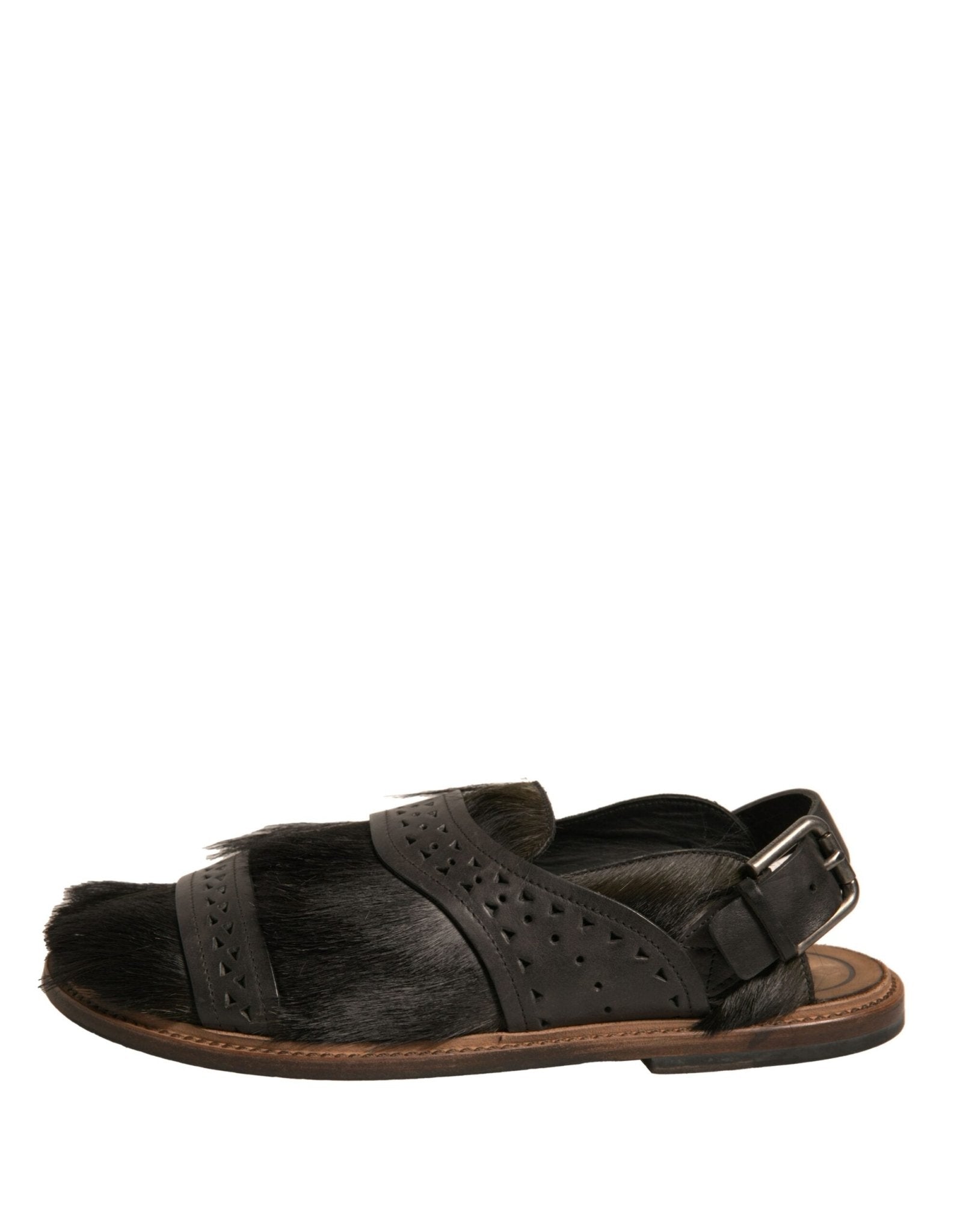 Dolce & Gabbana Green Gazelle Hair Leather Flats Sandals Shoes - Sandy Store ByNet