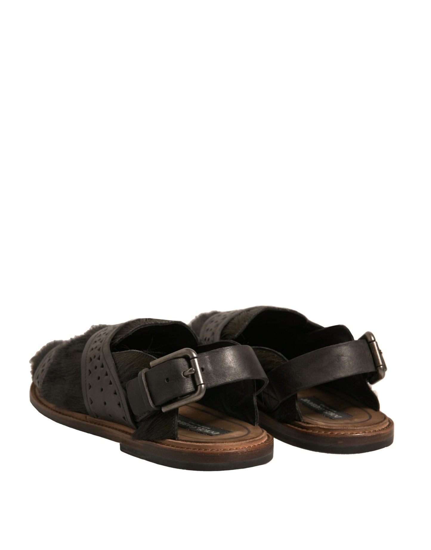 Dolce & Gabbana Green Gazelle Hair Leather Flats Sandals Shoes - Sandy Store ByNet